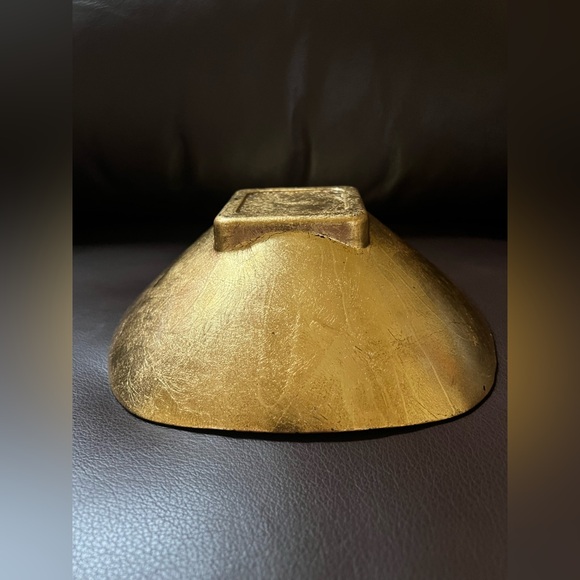 Pier 1 Decorative Glass Bowl Abstract Design in Dark Red and Gold - Picture 4 of 12